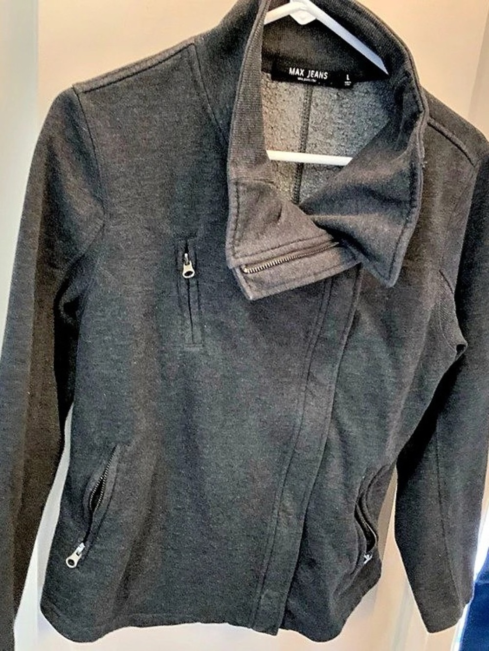Max Jeans Gray Zip Front Jacket Size Large sku 3387
